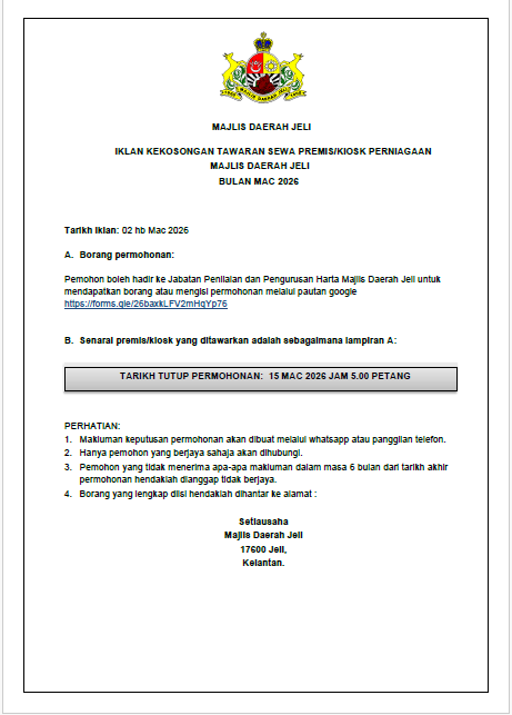 IKLAN KEKOSONGAN PREMIS MAC 2026